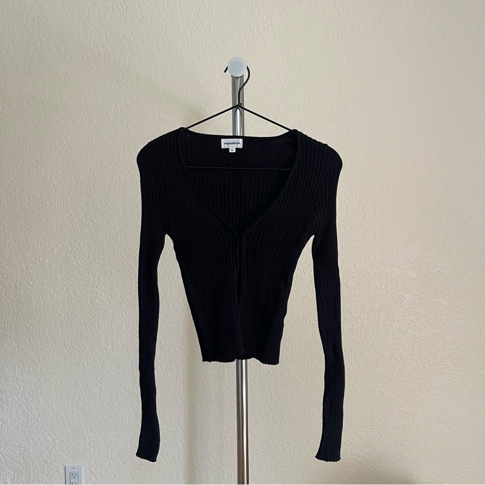 Black Ribbed Knit Top